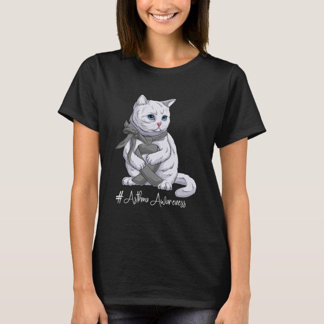 T-shirt Mois de sensibilisation à l'asthme Gray Ribbon Cha (Devant)