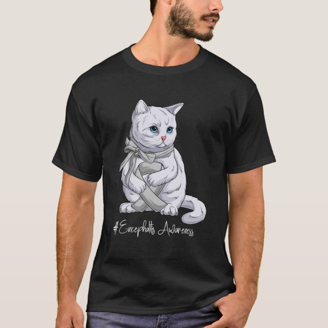 T-shirt Mois de sensibilisation à l'encéphalite Chat au ru (Devant)