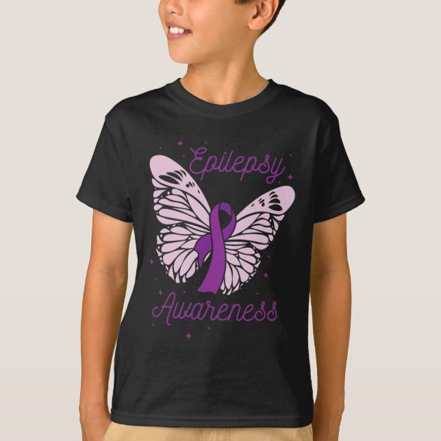 T-shirt Mois de sensibilisation à l'épilepsie Purple Ribbo (Devant)