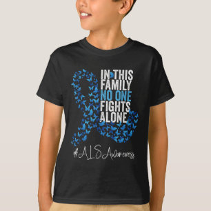 T-shirt Mois de sensibilisation Als Bleu Ruban Papillons