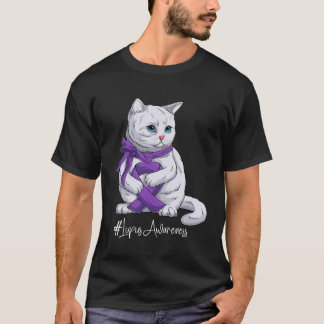 T-shirt Mois de sensibilisation au lupus Chat au ruban vio