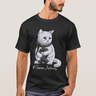 T-shirt Mois de sensibilisation au mélanome Chat noir au r