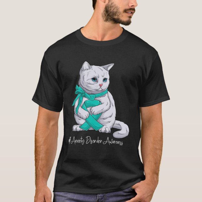 T-shirt Mois de sensibilisation aux troubles anxieux Chat  (Devant)