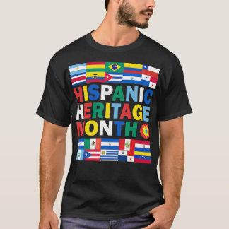 T-shirt Mois du patrimoine hispanique Latino Drapeau tous 
