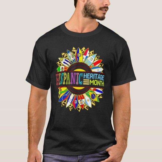 T-shirt Mois du patrimoine hispanique Pays latinos drapeau (Devant)