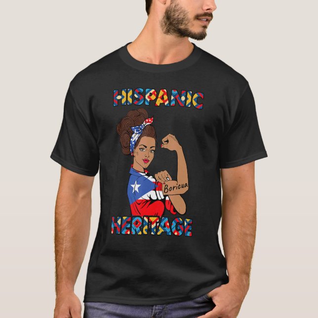 T-shirt Mois du patrimoine hispanique Porto Rico Jeunes fi (Devant)