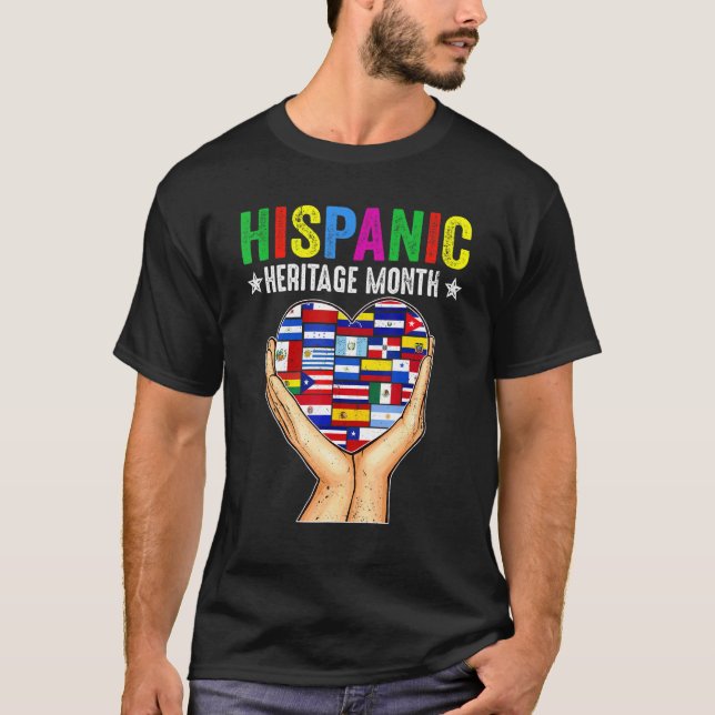 T-shirt Mois du patrimoine hispanique Tous les pays Coeur  (Devant)