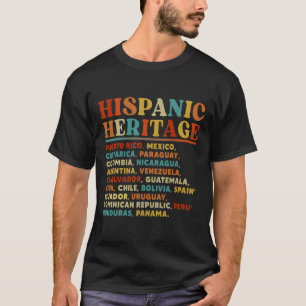 T-shirt Mois du patrimoine hispanique Tous les pays latins