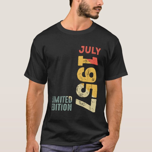 T-shirt Mois Juillet 1957 Année 1957 1957 1957 Depuis 1957 (Devant)