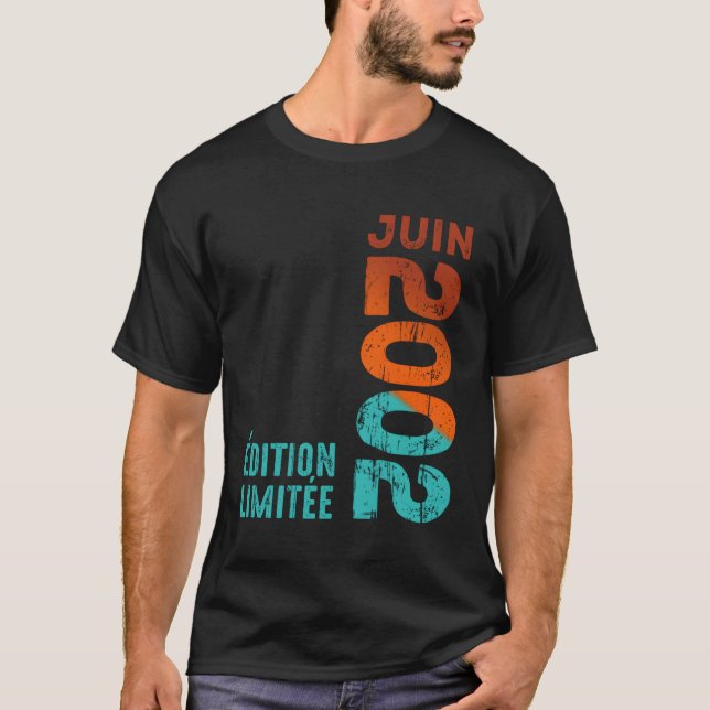 T-shirt Mois Juin 2002 Année 2002 2002 Depuis 2002 2002 (Devant)