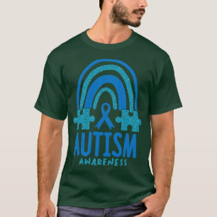 T-shirt Mois sensibilisation sur l'autisme Blue Rainbow Pu