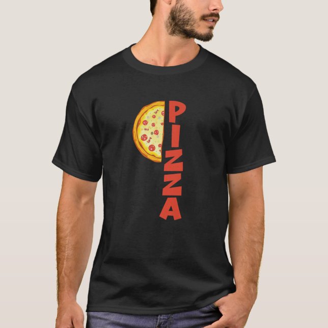 T-shirt Moitié Pizza Foodie Italien Nourriture Drôle Pi (Devant)