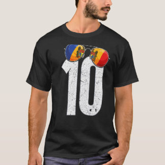 T-shirt Moldavie Joueur de football Numéro 10 drapeau mold