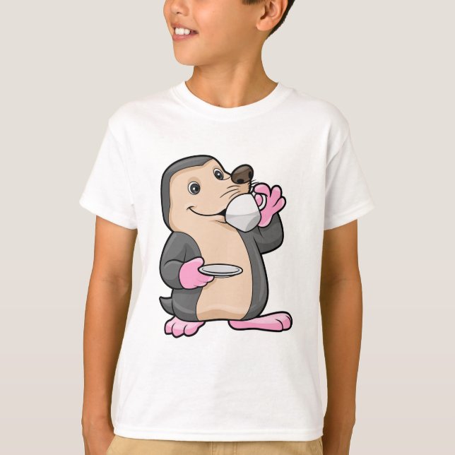 T-shirt Mole avec coupe de café et soucoupe (Devant)