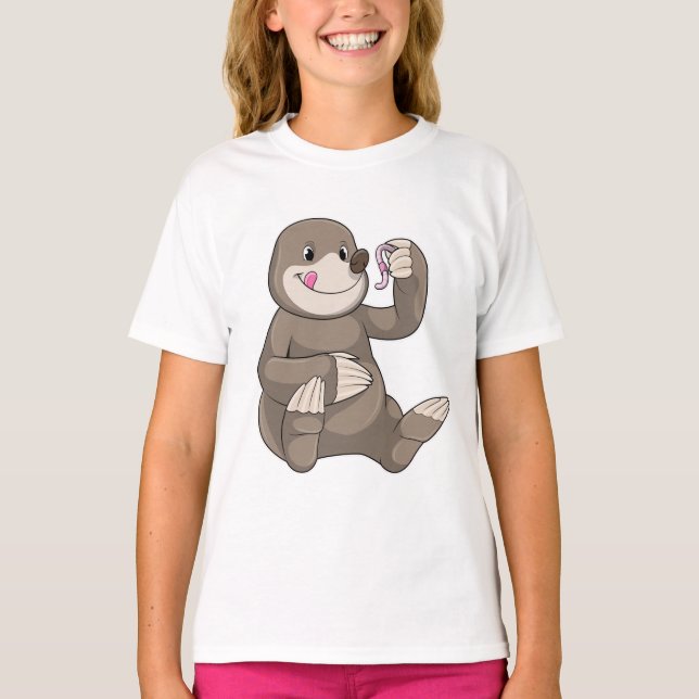 T-shirt Mole avec ver de terre (Devant)