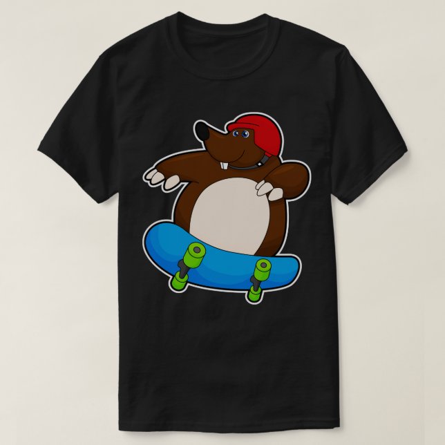 T-shirt Mole comme patineur avec casque de skateboard (Design devant)