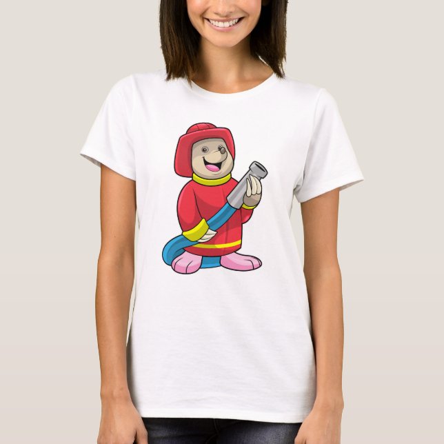 T-shirt Mole comme pompier avec tuyau (Devant)