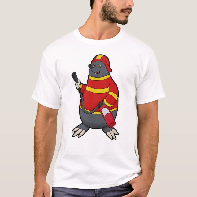 T-shirt Mole en pompier avec extincteur (Devant)