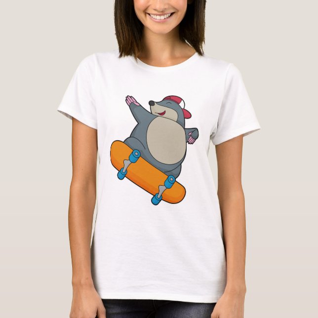 T-shirt Mole en skate avec skateboard (Devant)