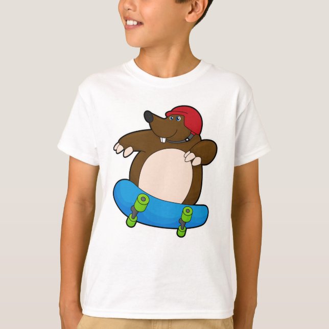 T-shirt Mole en Skate avec Skateboard & Casque (Devant)