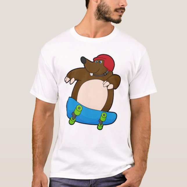 T-shirt Mole en Skate avec Skateboard & Casque (Devant)