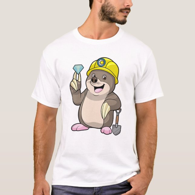 T-shirt Mole en tant que mineur avec lunette et diamant (Devant)