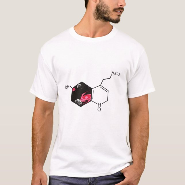 T-shirt molécule chimique avec vue spatiale (Devant)
