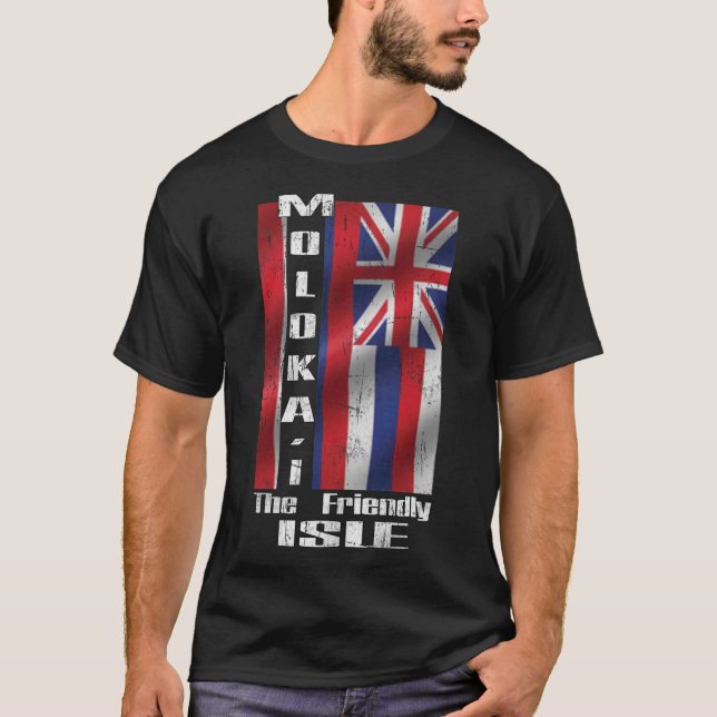 T-shirt MOLOKAI L'île conviviale - Drapeau hawaïen design (Devant)