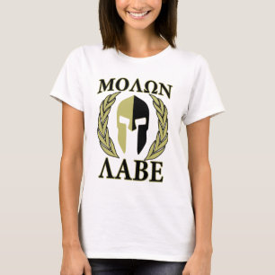 T-shirt Molon Labe Laurels en Masque Spartiate Vert olive