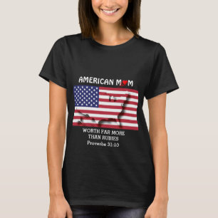 T-shirt MOM AMÉRICAIN vaut plus que Rubies PROV 31 Noir