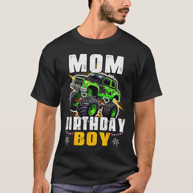 T-shirt Mom Of The Birthday Boy Monster Truck Family Match (Devant)
