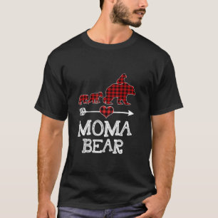 T-shirt Moma Bear Pajama de Noël Rouge Plaid Buffalo Famil