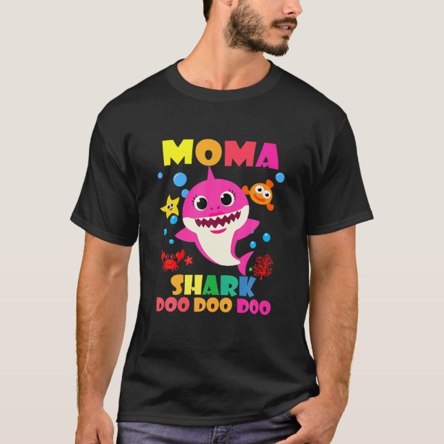 T-shirt Moma Shark Doo Doo Funny Baby Maman Papa Enfants (Devant)