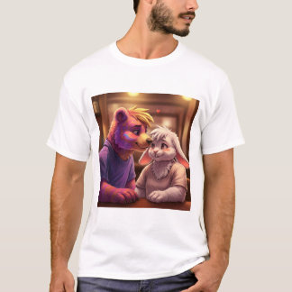 T-shirt Moment d'affection : Un ours coloré et un rabbin t
