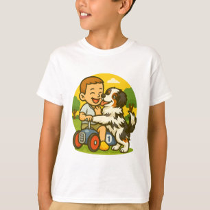 T-shirt Moment de jeu entre un chiot mignon et un enfant