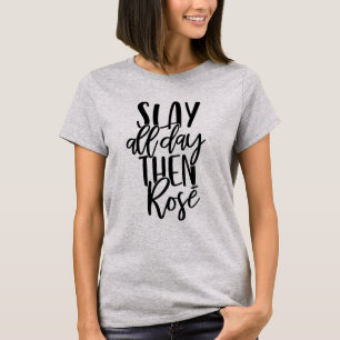 T-shirt #momlife Jouer toute la journée puis Rose   Pun po