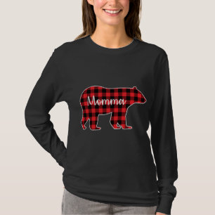 T-shirt Momma Bear Red Plaid Family Matching Christmas Paj