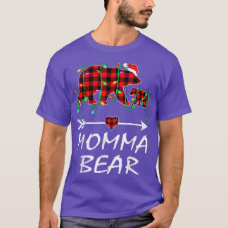 T-shirt Momma Ours Noël Pyjama Rouge Buffalo Rouge Plaqué