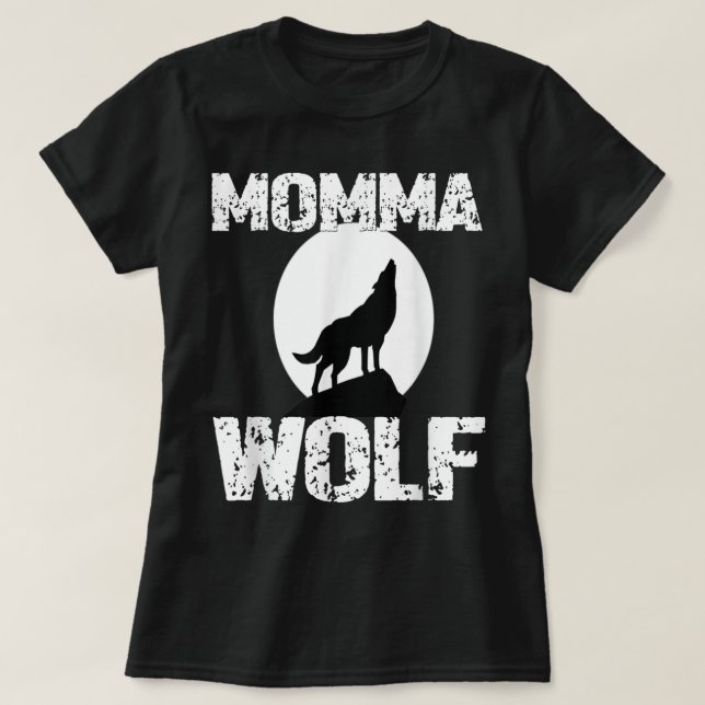T-shirt Momma Wolf Moon Silhouette Design (Design devant)
