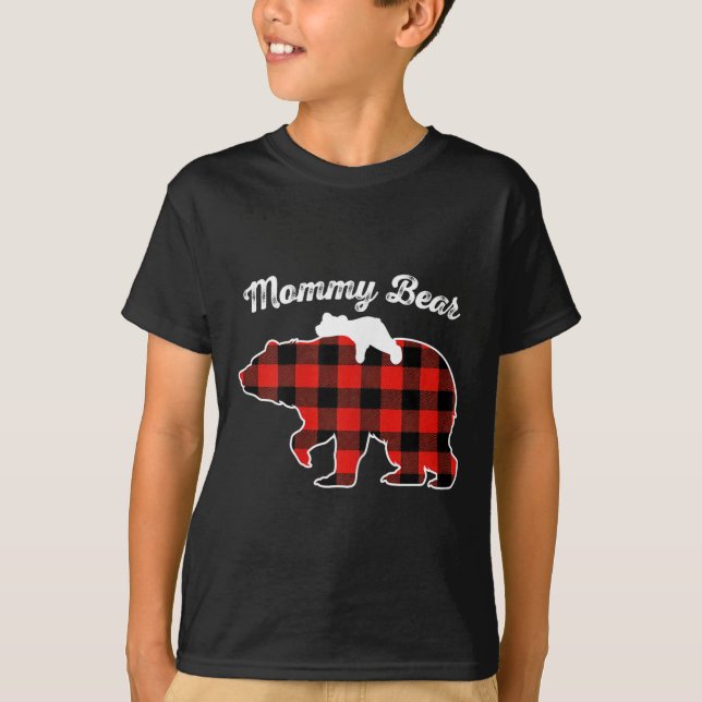 T-shirt Mommy Bear Flannel Red Plaid Pajama Family Matchin (Devant)