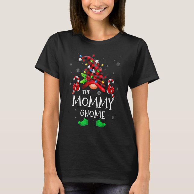T-shirt Mommy Gnome Buffalo Plaid Matching Family Christma (Devant)