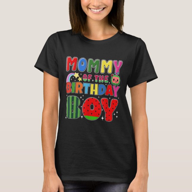 T-shirt Mommy Of The Birthday Boy Melon Family Matching Fu (Devant)