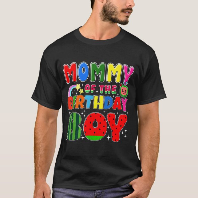 T-shirt Mommy Of The Birthday Boy Melon Family Matching Fu (Devant)