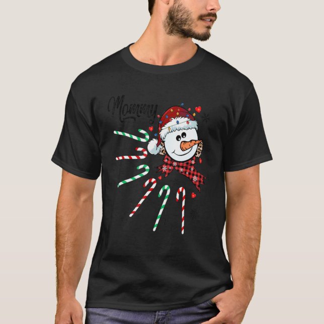T-shirt Mommy Snowman Sucre de canne Noël Noël Noël Noël N (Devant)