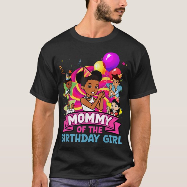 T-shirt Mommy The Birthday Girl Party Pink Doll Family Dec (Devant)