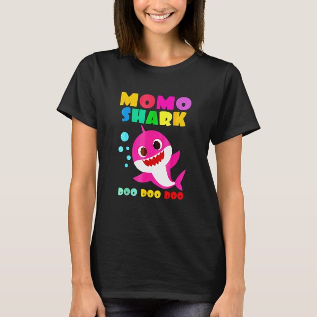 T-shirt Momo Shark Mommy Kids Famille Fête des mères (Devant)