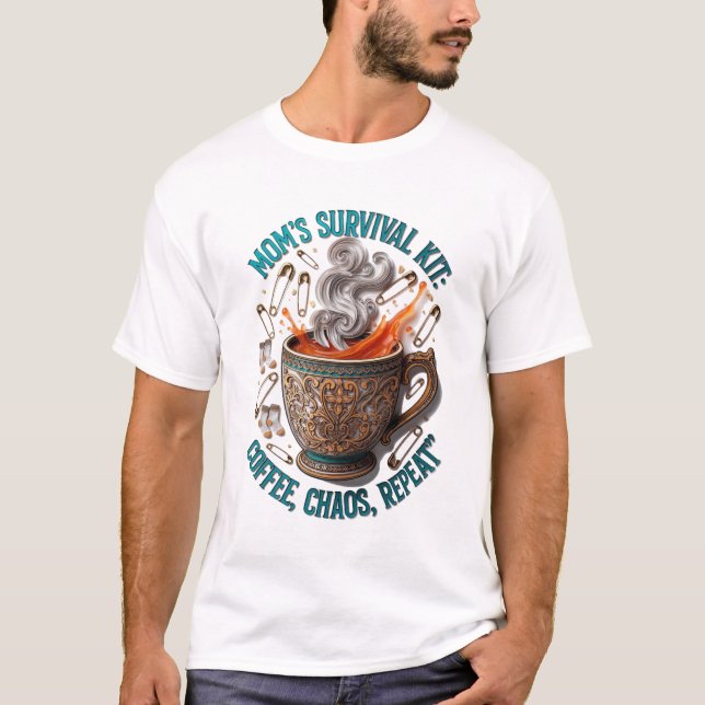T-shirt Mom's Survival Kit Tee | Coffee Chaos Repeat Funny (Devant)