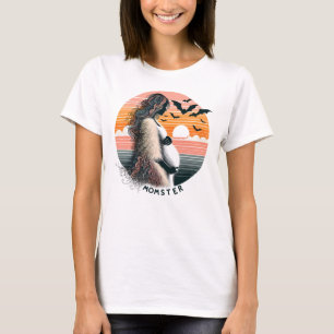 T-shirt Momster Baby Faire-part - Retro Sunset Halloween