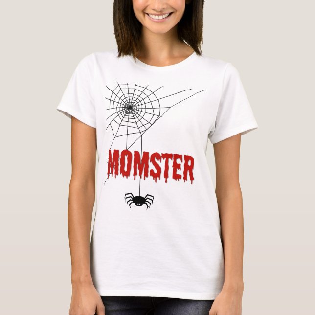 T-shirt Momster Dripping Blood Font and Spider (Devant)