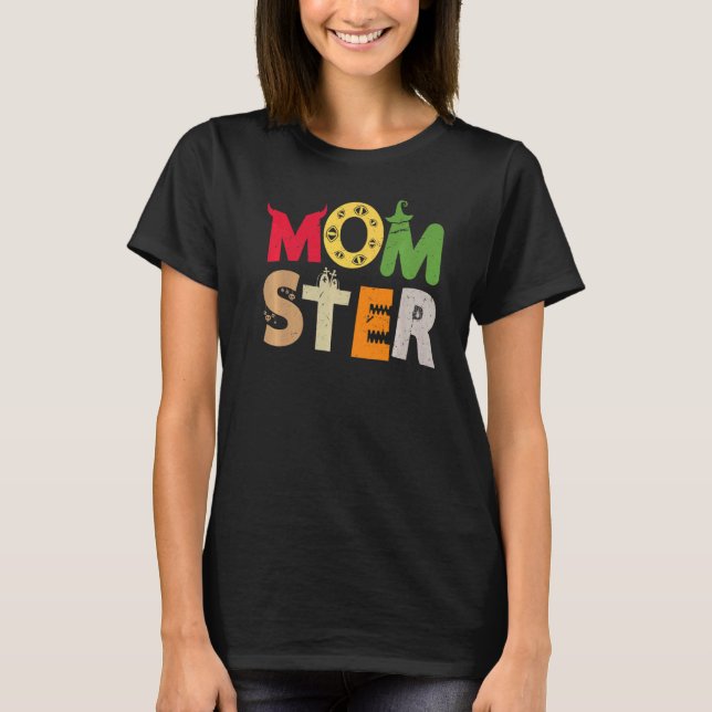 T-shirt Momster Halloween Costume Sorcière Trick Ou Traite (Devant)